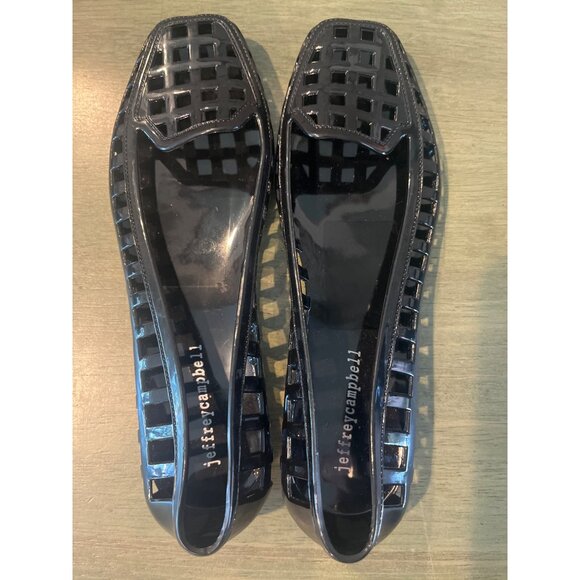Jeffrey Campbell Womens SUNNIE Black Jelly Flats Woven Design Size 7 Square Toe - Picture 7 of 9